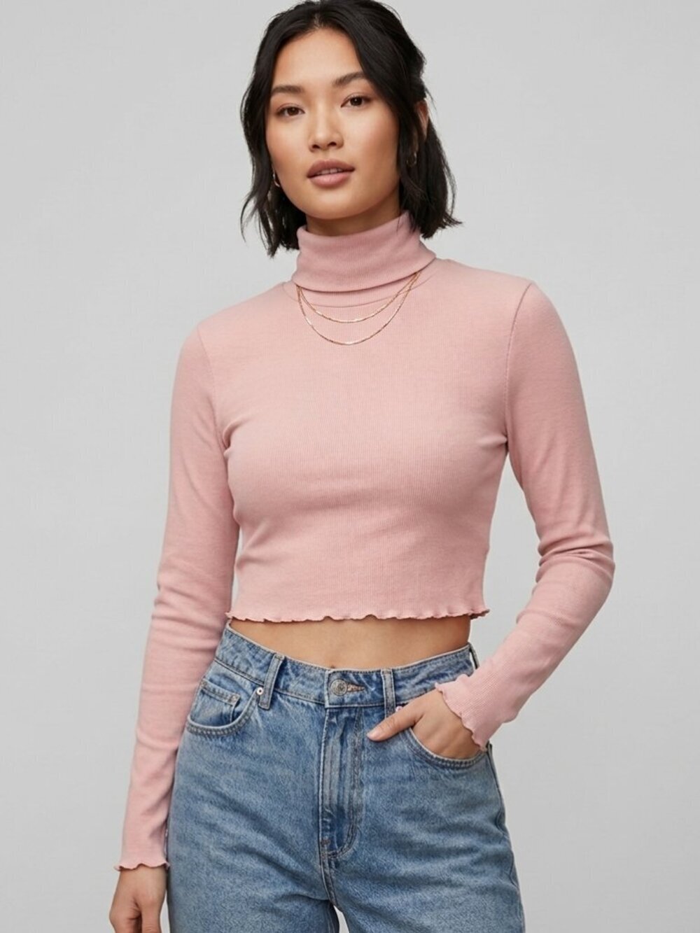 Romwe Crop Turtleneck Top